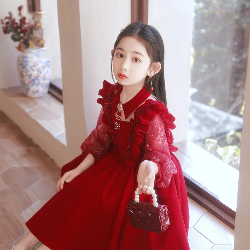 Children's Dress Princess Dress 2025 Spring Foreign Style Girls Long Sleeve Shag Red Flower Child Wedding Little Girl Dress
Children's Dress Princess Dress 2025 Spring Foreign Style Girls Long Sleeve Shag Red Flower Child Wedding Little Girl Dress