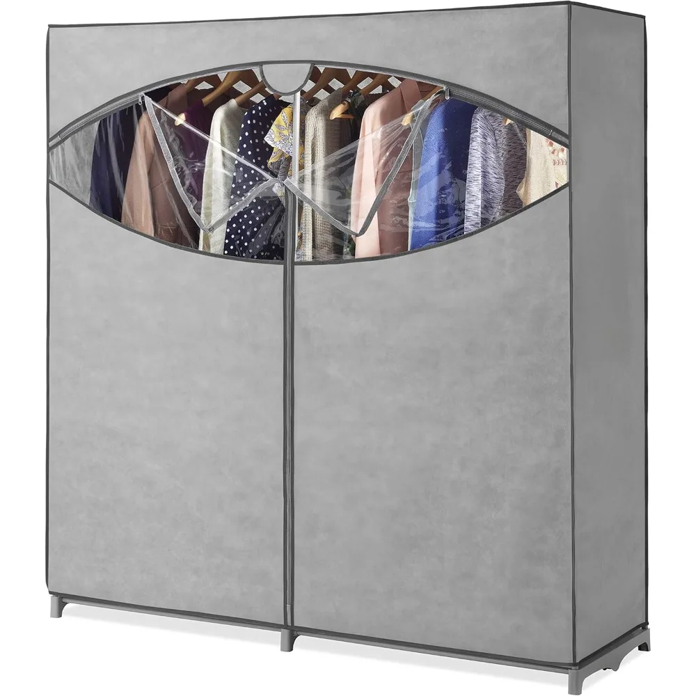 Portable Wardrobe Clothes Storage Organizer Closet with Hanging Rack - Extra Wide -Grey Color - No-tool Assembly
Portable Wardrobe Clothes Storage Organizer Closet with Hanging Rack - Extra Wide -Grey Color - No-tool Assembly