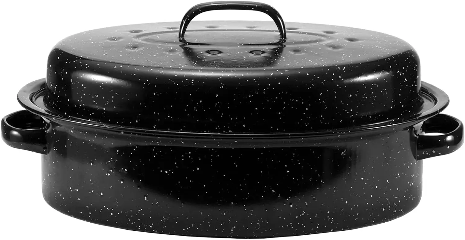 15.7" Enameled Oval Roaster with Domed Lid - Turkey, Chicken, Ham, Dishwasher Safe
15.7" Enameled Oval Roaster with Domed Lid - Turkey, Chicken, Ham, Dishwasher Safe