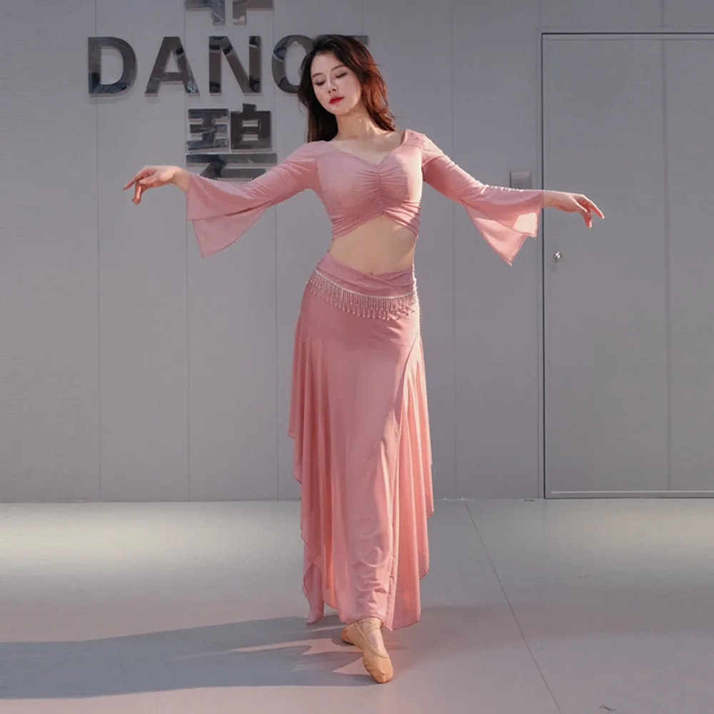 Oriental Belly Dance Wear Sheer Mesh Top Flowy Skirt Practice Performance
Oriental Belly Dance Wear Sheer Mesh Top Flowy Skirt Practice Performance