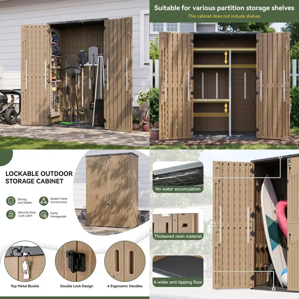 Большой 64-кубический навес для хранения на открытом воздухе с наполом, водонепроницаемый вертикальный шкаф из смолы для садовых инструментов
Большой 64-кубический навес для хранения на открытом воздухе с наполом, водонепроницаемый вертикальный шкаф из смолы для садовых инструментов
