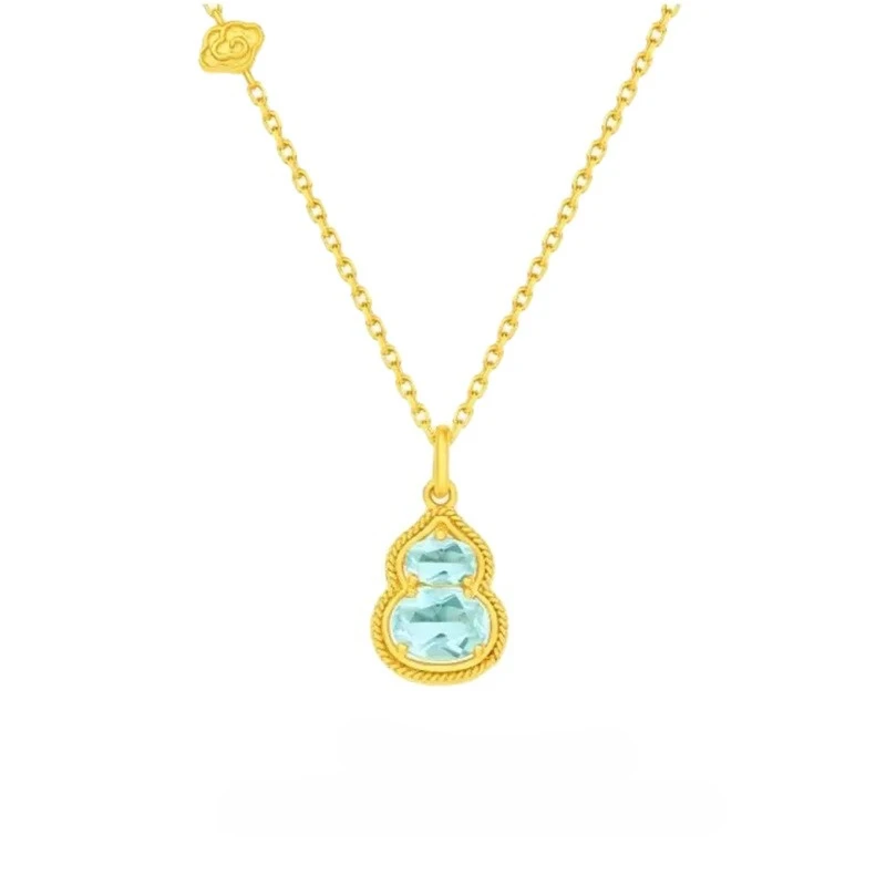 Fine 18K Gold Color Sea Blue Treasure Gourd Pendant Necklace for Women Luxury Necklace O Chain Party Birthday Jewelry
Fine 18K Gold Color Sea Blue Treasure Gourd Pendant Necklace for Women Luxury Necklace O Chain Party Birthday Jewelry
