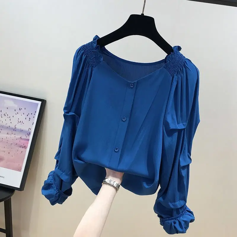 Women's V-Neck Chiffon Blouse Long Sleeve Pleated Puff Sleeve Casual Elegant Solid Color Tops For Women Summer Fashion 2026
Women's V-Neck Chiffon Blouse Long Sleeve Pleated Puff Sleeve Casual Elegant Solid Color Tops For Women Summer Fashion 2026