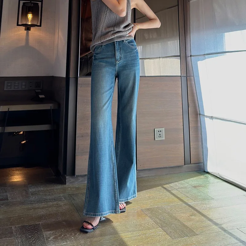 Spring Women's Clothing High Waist Slim Fit Flared Jeans For Woman Four Way Stretch Cotton Denim Pants Vintage Y2K Style
Spring Women's Clothing High Waist Slim Fit Flared Jeans For Woman Four Way Stretch Cotton Denim Pants Vintage Y2K Style