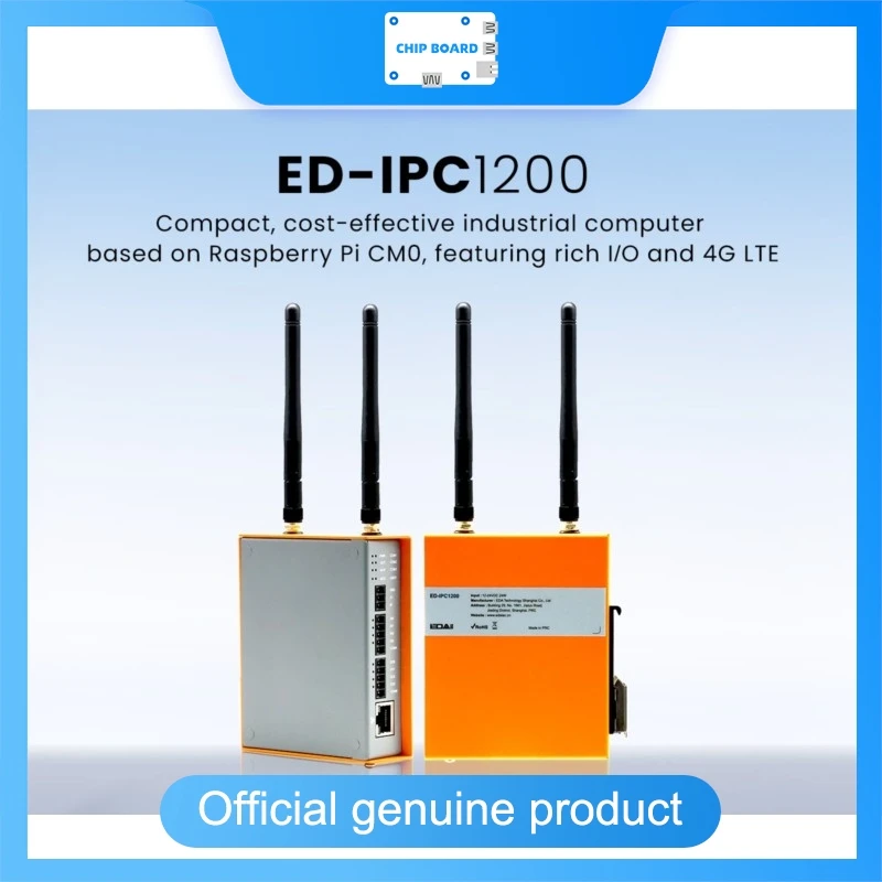 EDAtec ED-IPC1200 Industrial PC, Raspberry Pi CM0 1GHz Cortex-A53, 512MB, 8/16GB eMMC, RS485 RS232, WiFi BT 4G, DIN Rail
EDAtec ED-IPC1200 Industrial PC, Raspberry Pi CM0 1GHz Cortex-A53, 512MB, 8/16GB eMMC, RS485 RS232, WiFi BT 4G, DIN Rail