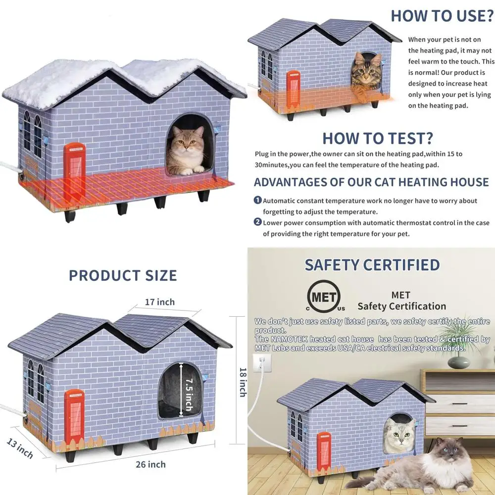 Extra-Large Insulated Heated Cat House for Indoor/Outdoor Use with Waterproof Bed - Ideal for Feral Cats
Extra-Large Insulated Heated Cat House for Indoor/Outdoor Use with Waterproof Bed - Ideal for Feral Cats