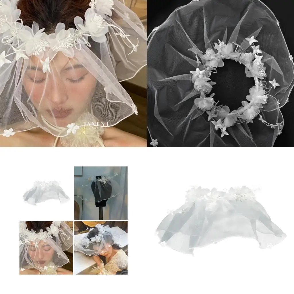 P9FE White Bridal Veil with Flower Garlands Wide Polyester Wedding Headwear Great for Engagement Parties Photography Tool
P9FE White Bridal Veil with Flower Garlands Wide Polyester Wedding Headwear Great for Engagement Parties Photography Tool
