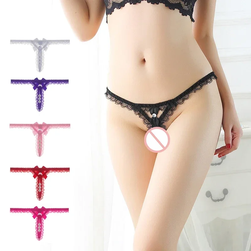 Sexy Lingerie Lace Open Crotch Panty with Pearl Beading T-Back Exotic Underwear Low Waist Thongs Mesh Panties for Women Girls
Sexy Lingerie Lace Open Crotch Panty with Pearl Beading T-Back Exotic Underwear Low Waist Thongs Mesh Panties for Women Girls