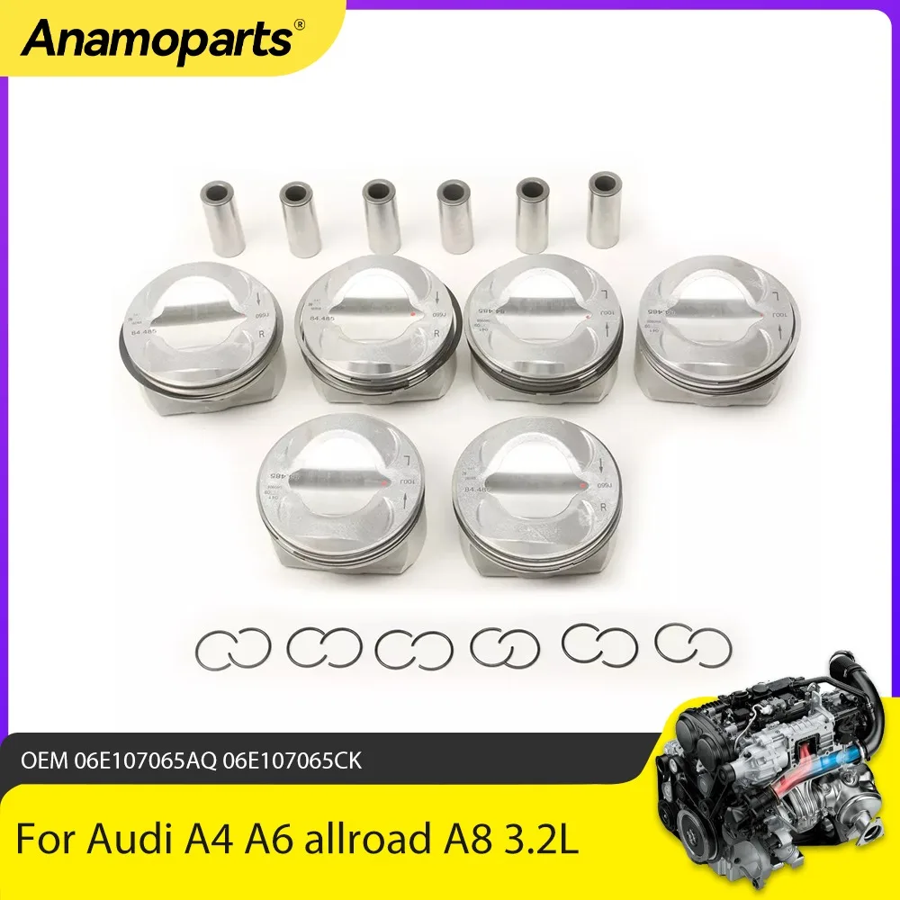Engine Parts 6PCS Piston And Piston Rings Fit 3.2L For Audi A4 A6 allroad A8 B7 C6 D3 3.2L AUK BKH BPK OE 06E107065AQ 2004-2011
Engine Parts 6PCS Piston And Piston Rings Fit 3.2L For Audi A4 A6 allroad A8 B7 C6 D3 3.2L AUK BKH BPK OE 06E107065AQ 2004-2011