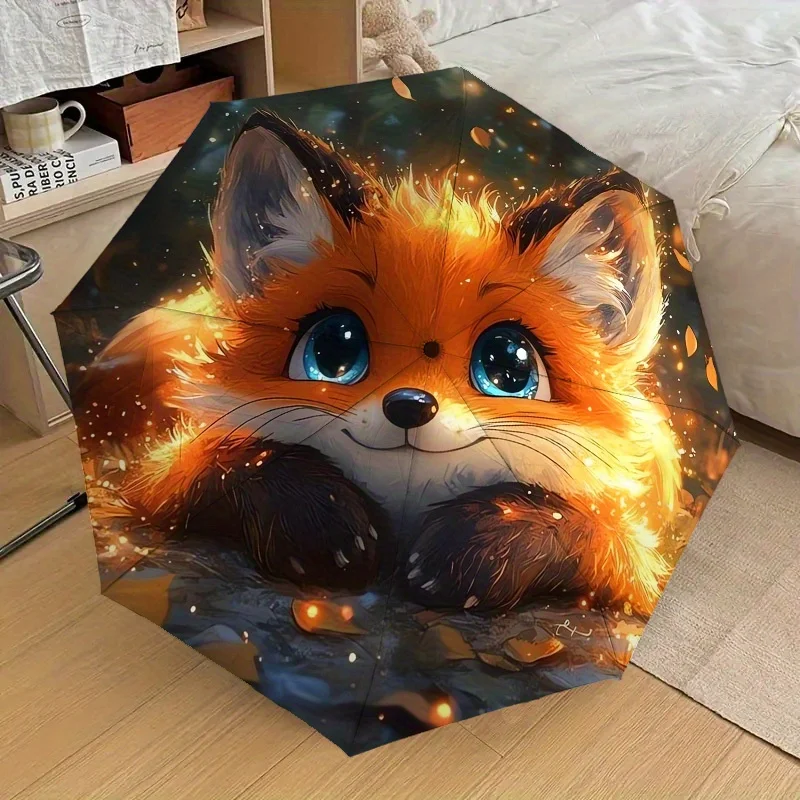 Automatic Open/Close Umbrella with Cute Fox Design - Compact Travel Umbrella, Windproof 8-Rib Shaft, Portable Folding Umbrella
Automatic Open/Close Umbrella with Cute Fox Design - Compact Travel Umbrella, Windproof 8-Rib Shaft, Portable Folding Umbrella