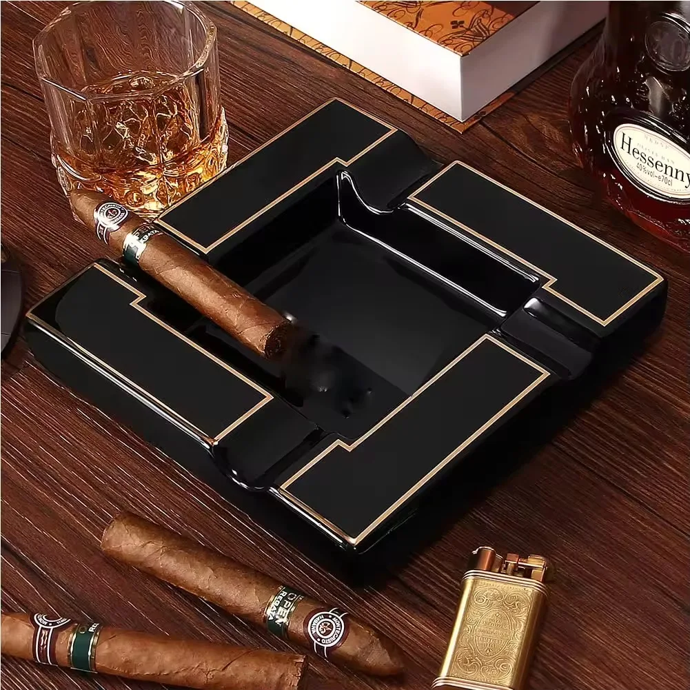 Luxury Large Porcelain Ashtray Modern and Portable Black White Classic Four Slots for Cigars Box Packing
Luxury Large Porcelain Ashtray Modern and Portable Black White Classic Four Slots for Cigars Box Packing