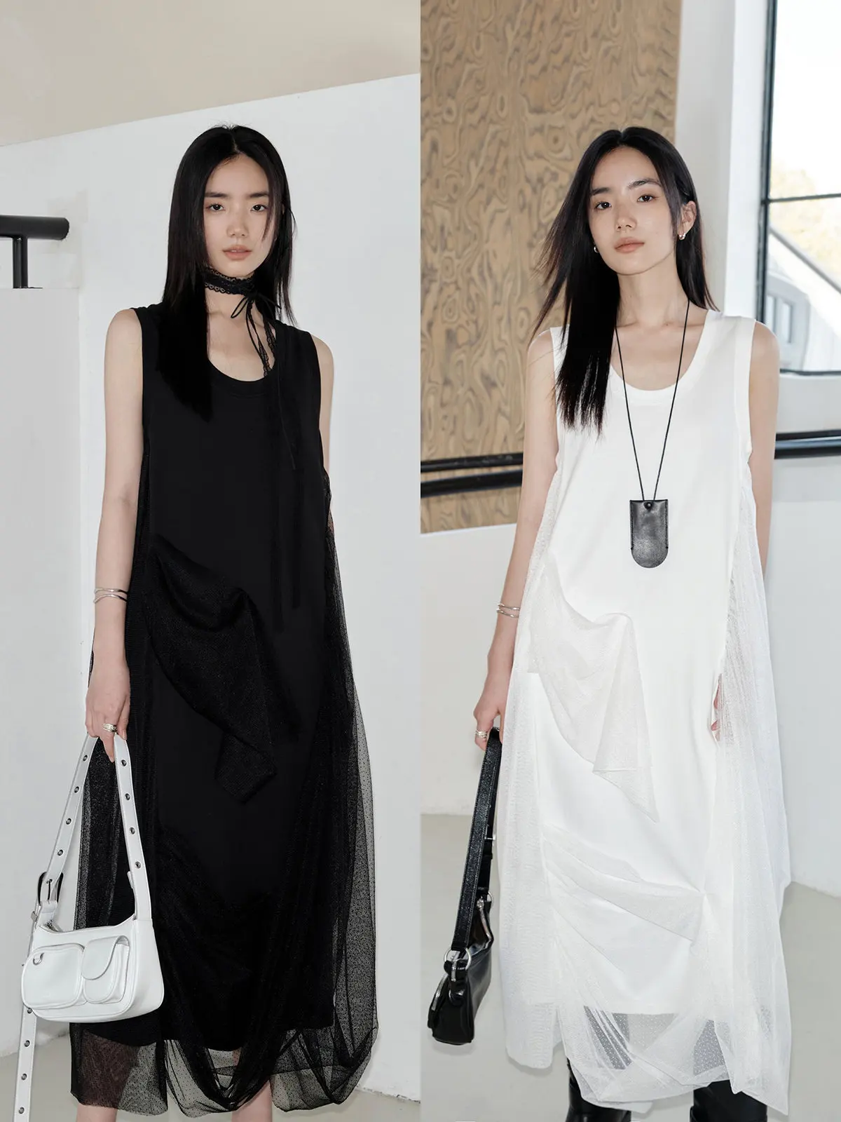 Long Mesh Skirt Dress with Large U-Neck And Sleeveless Layered Sensation Casual Style Cotton And Spandex Blend Summer Dress
Long Mesh Skirt Dress with Large U-Neck And Sleeveless Layered Sensation Casual Style Cotton And Spandex Blend Summer Dress