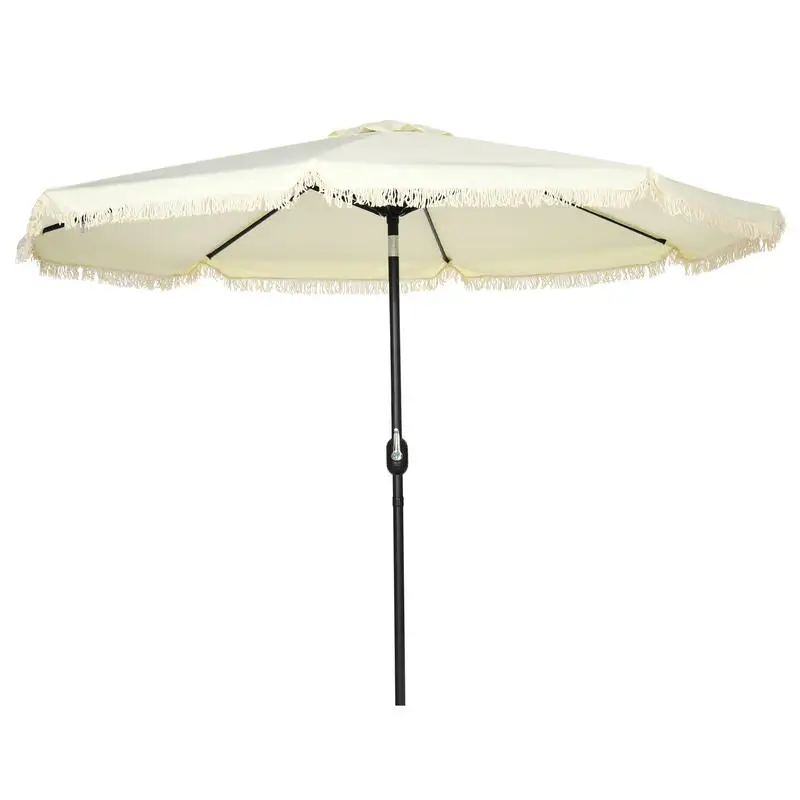 Schrägbarer runder Sonnenschirm Ø 268 cm mit Fransen aus hochdichtem Polyester 180 g/m² Sonnenschutz Creme
Schrägbarer runder Sonnenschirm Ø 268 cm mit Fransen aus hochdichtem Polyester 180 g/m² Sonnenschutz Creme