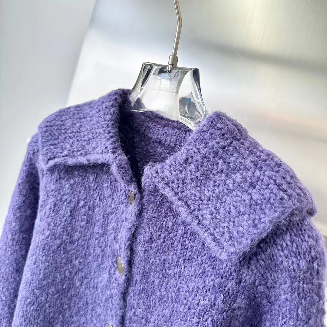 Women's Sailor Collar Single Breasted Cardigan 2024 New Solid Vintage Knitted Tops
Women's Sailor Collar Single Breasted Cardigan 2024 New Solid Vintage Knitted Tops