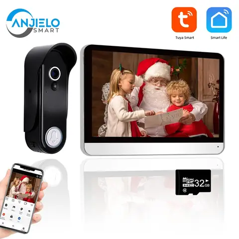 ANJIELO1080P Tuya 7Inch Touch Screen Wireless WiFi Video Intercom Doorbell With Camera Monitor Video Door Phone Motion Detection