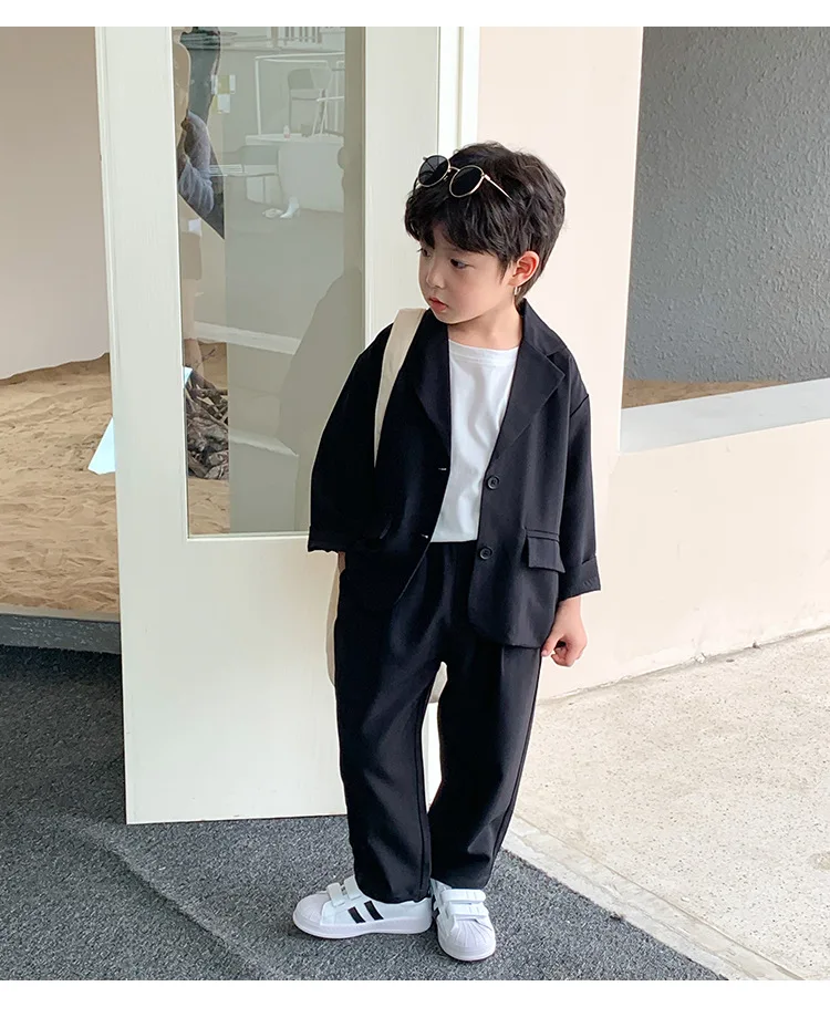 Children Suit Set Spring and Autumn Handsome Loose Casual Boys Black Korean Jacket Children Two-piece Set
Children Suit Set Spring and Autumn Handsome Loose Casual Boys Black Korean Jacket Children Two-piece Set
