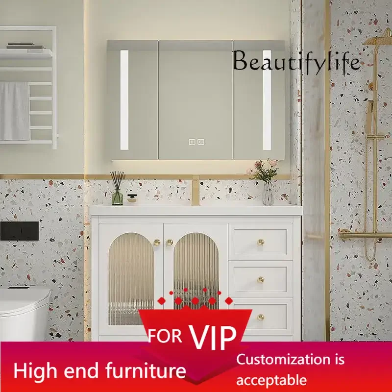 UP French bathroom cabinet integrated basin ceramic oak wash basin cabinet combination washstand new floor high-end
UP French bathroom cabinet integrated basin ceramic oak wash basin cabinet combination washstand new floor high-end