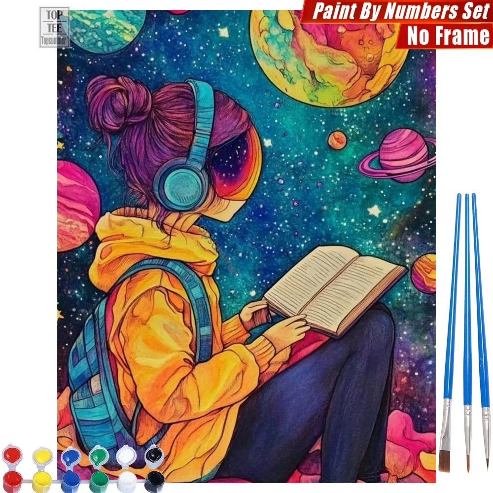Headphone Book Girl DIY Digital Oil Painting Set - Outer Space Background Canvas Wall Art Mother'S Day Gift For Daughter
Headphone Book Girl DIY Digital Oil Painting Set - Outer Space Background Canvas Wall Art Mother'S Day Gift For Daughter