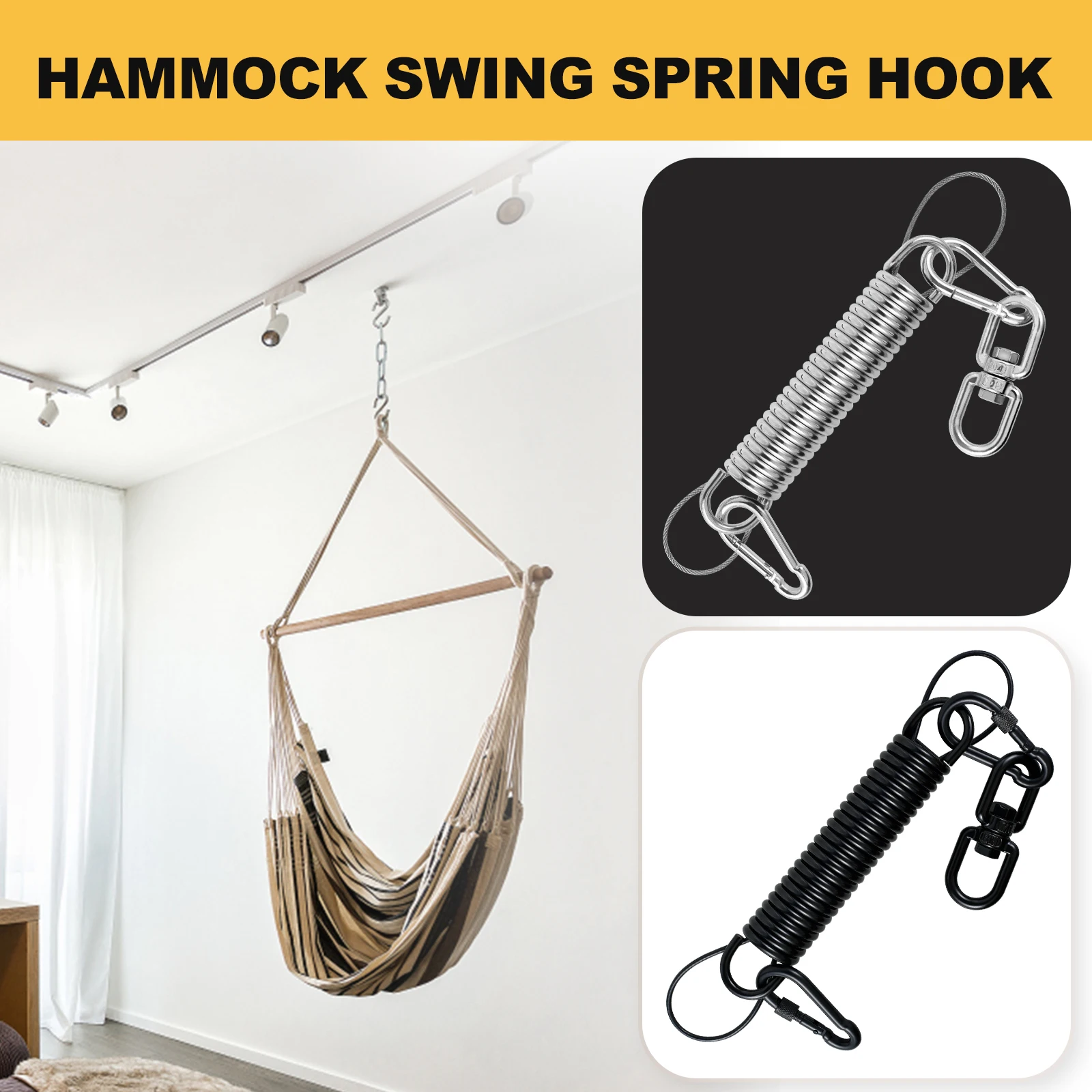 Hammock Hanging Spring Technical Carbon Steel Swing Spring Hanger with Steel Wire Double Protection load capacity 120kg/265lbs
Hammock Hanging Spring Technical Carbon Steel Swing Spring Hanger with Steel Wire Double Protection load capacity 120kg/265lbs
