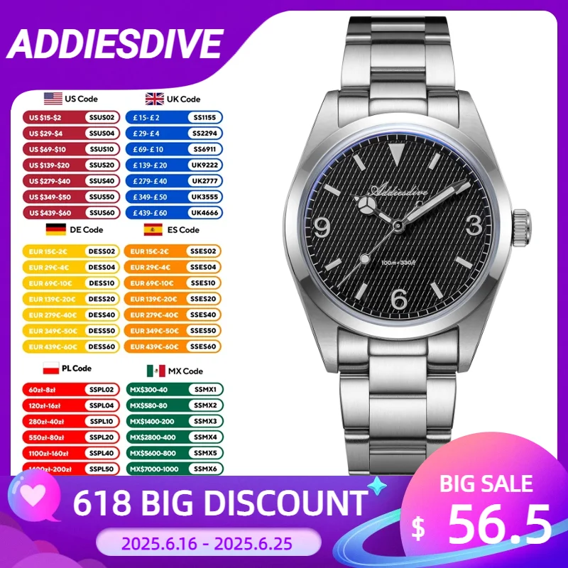 ADDIESDIVE Top Brand Men's Luxury Watch Bubble Mirror K1 Mineral Glass Luminous 10ATM Waterproof Reloj Hombre Quartz Watches NEW
ADDIESDIVE Top Brand Men's Luxury Watch Bubble Mirror K1 Mineral Glass Luminous 10ATM Waterproof Reloj Hombre Quartz Watches NEW