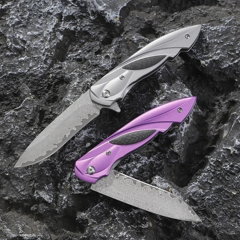 New Outdoor Camping Folding Pocket Knife Damascus Steel Aluminium Alloy Handle Hiking Survival Hunting Tactical EDC Tool Knives 
New Outdoor Camping Folding Pocket Knife Damascus Steel Aluminium Alloy Handle Hiking Survival Hunting Tactical EDC Tool Knives