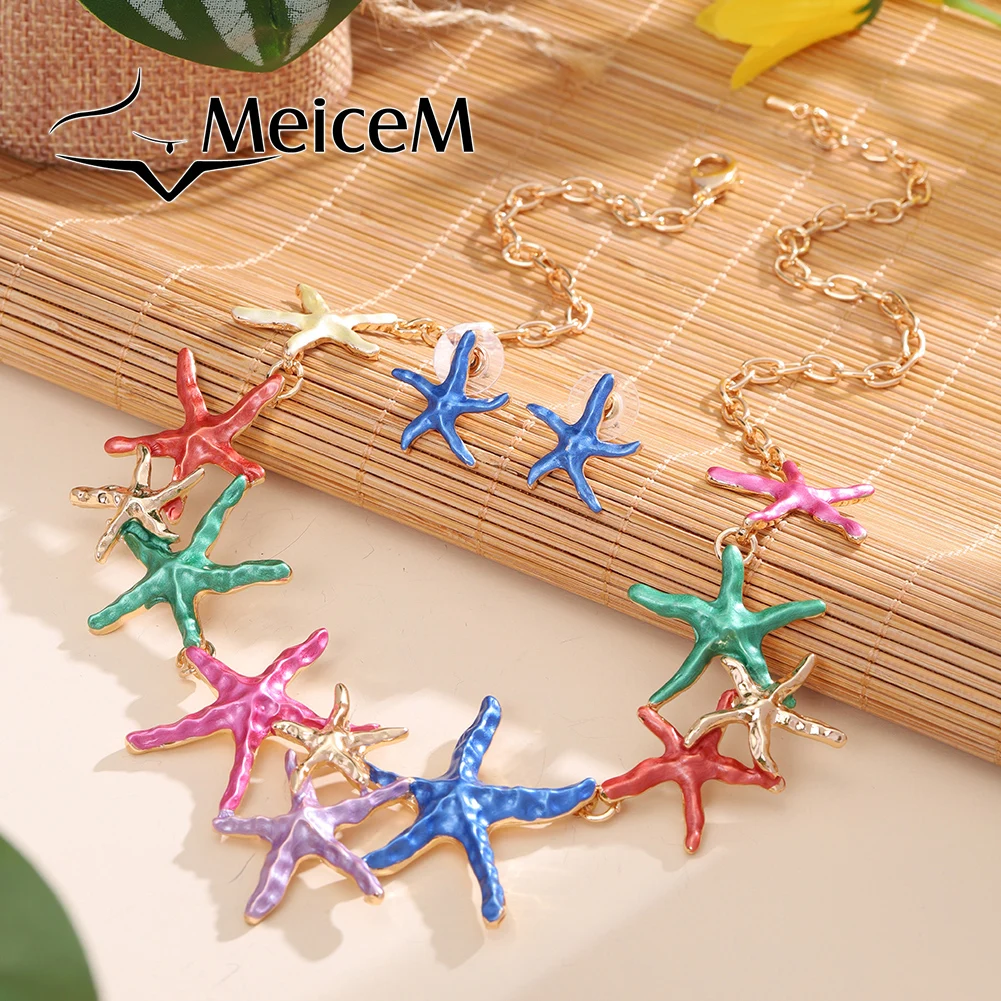 Colorful Jewelry Set Women's Ocean Series Class Starfish Design Necklace Earrings Set Gift Banquet Party Accessories For Women
Colorful Jewelry Set Women's Ocean Series Class Starfish Design Necklace Earrings Set Gift Banquet Party Accessories For Women