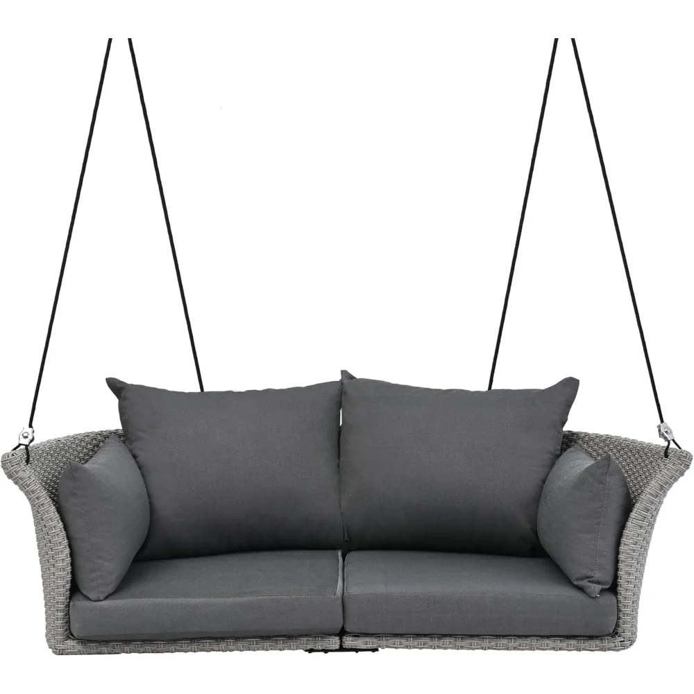 2-Person Hanging Seat Rattan Woven Swing Chair, Waterproof Bench Swing Cushion, Wicker Hanging Porch Swing Chair
2-Person Hanging Seat Rattan Woven Swing Chair, Waterproof Bench Swing Cushion, Wicker Hanging Porch Swing Chair