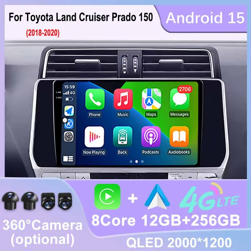 For Toyota Land Cruiser Prado 150 2018 - 2020 Carplay GPS Navigation Multimedi Head Unit Bluetooth 4G WIFI 360 Camera DSP
For Toyota Land Cruiser Prado 150 2018 - 2020 Carplay GPS Navigation Multimedi Head Unit Bluetooth 4G WIFI 360 Camera DSP