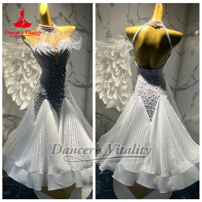 Female Adult Modern Dance White Graceful Sleeveless Big Swing Dresses Customize Waltz Tango Performances and Competitions Outfit
Female Adult Modern Dance White Graceful Sleeveless Big Swing Dresses Customize Waltz Tango Performances and Competitions Outfit