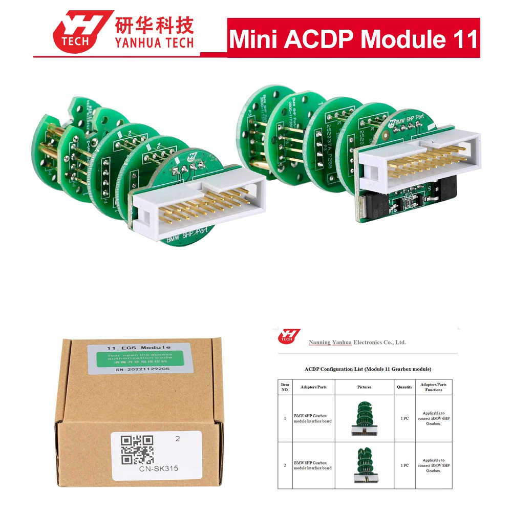 Yanhua ACDP Module 11 for BMW Gearbox/Transmission TCM ISN Clearance for 6HP F & 8HP F/G Chassis with License A51A
Yanhua ACDP Module 11 for BMW Gearbox/Transmission TCM ISN Clearance for 6HP F & 8HP F/G Chassis with License A51A