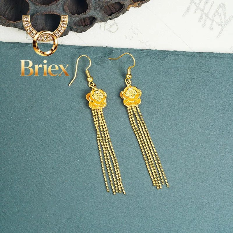 Briex Jewelry Luxury 24K 9999 Pure Gold real gold Women's Rose Tassel Earrings
Briex Jewelry Luxury 24K 9999 Pure Gold real gold Women's Rose Tassel Earrings
