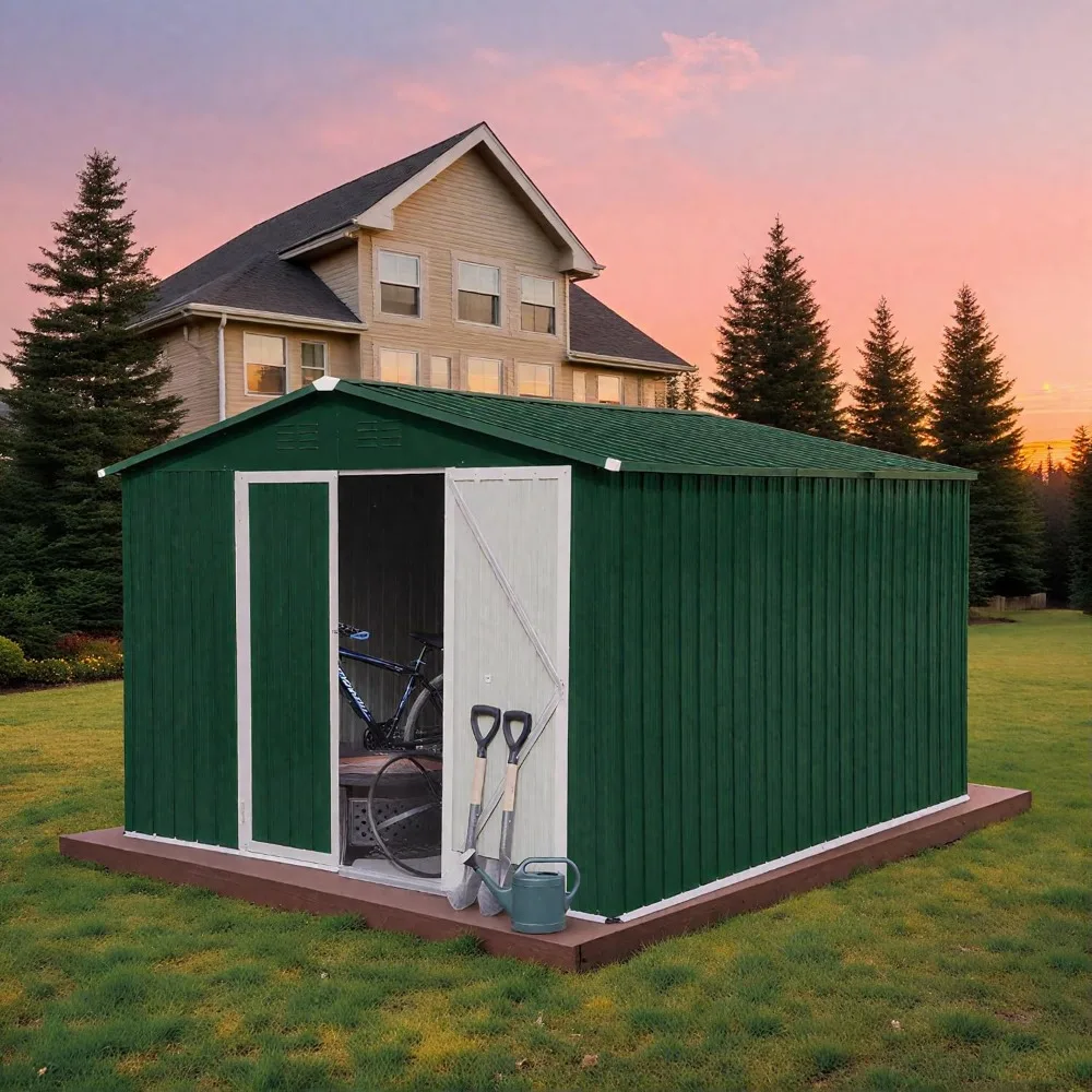 Durable 10x8-Foot Outdoor Metal Storage Shed with Sloping Roof, Lockable Doors, and Aluminum Frame for Garden Tools, Easy Assemb
Durable 10x8-Foot Outdoor Metal Storage Shed with Sloping Roof, Lockable Doors, and Aluminum Frame for Garden Tools, Easy Assemb