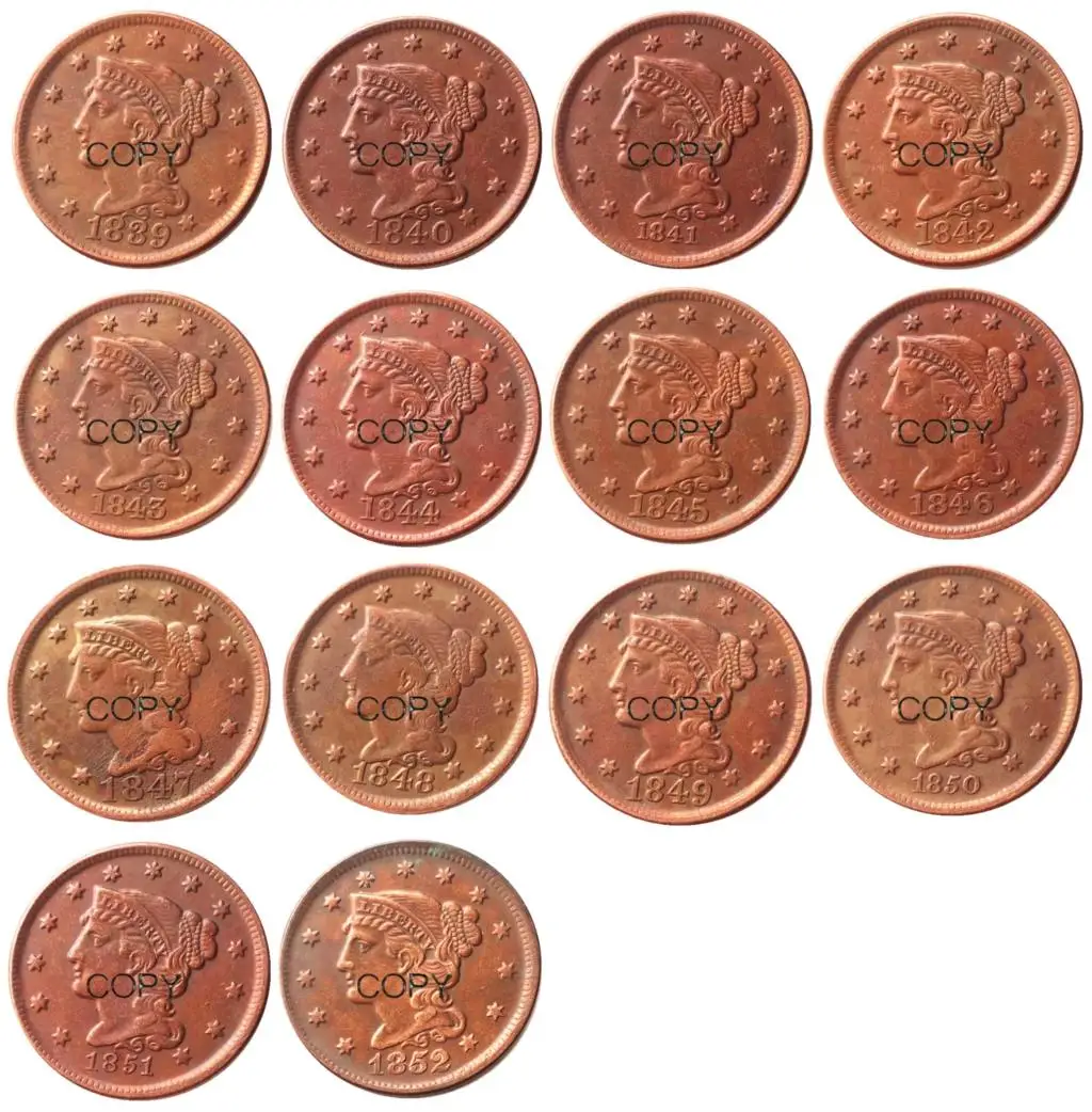 US Coins (1839-1852) 14pcs Dates For Chose Braided Hair Large Cents 100% Copper Coins
US Coins (1839-1852) 14pcs Dates For Chose Braided Hair Large Cents 100% Copper Coins