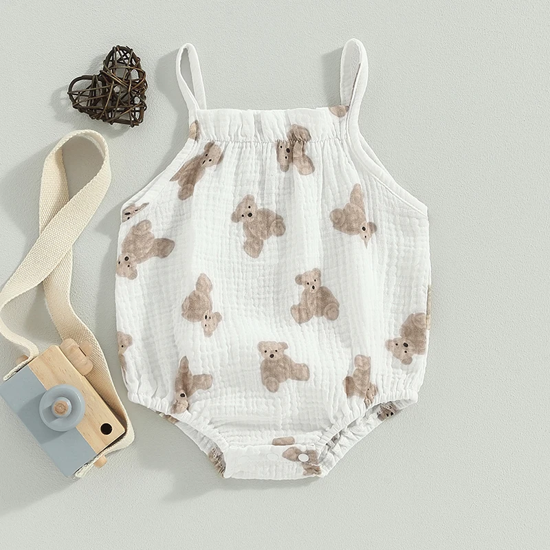 Tregren Baby Girl Sleeveless Cotton Romper Summer Bear Print Spaghetti Straps Jumpsuit for Newborn Infant Cute Clothes
Tregren Baby Girl Sleeveless Cotton Romper Summer Bear Print Spaghetti Straps Jumpsuit for Newborn Infant Cute Clothes