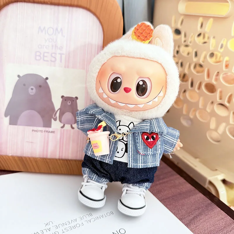 Clothes For Labubu 15/17Cm Dolls Gen 1-3 Dog Blue Striped Coat With Canvas Shoes And Glasses Set Clothing Accessories
Clothes For Labubu 15/17Cm Dolls Gen 1-3 Dog Blue Striped Coat With Canvas Shoes And Glasses Set Clothing Accessories