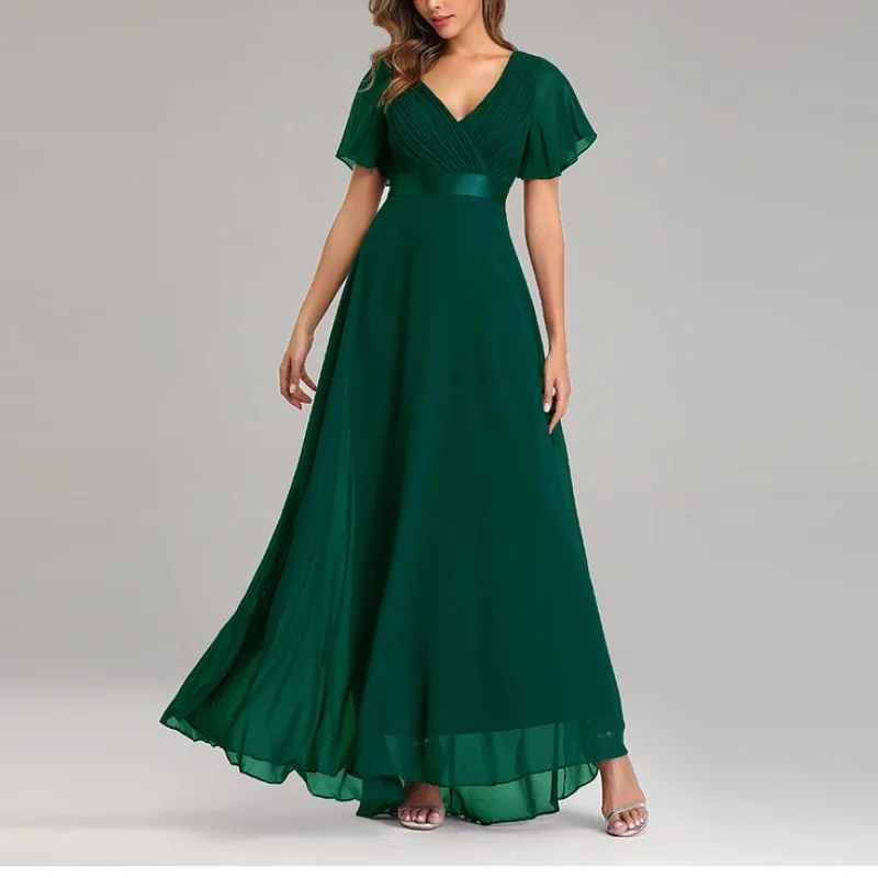 Chiffon V-neck High Waist Slim Graduation Dresses Women Fashion Solid Large Size Long Dresses Elegant club Party Birthday Dress
Chiffon V-neck High Waist Slim Graduation Dresses Women Fashion Solid Large Size Long Dresses Elegant club Party Birthday Dress