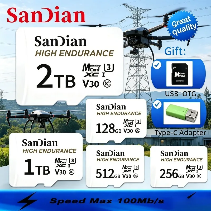 MobileMate High Endurance for Drone Dash Cam Home Monitor Micro TF SD XC Video Card Read 100MB/s C10 4K UHD-I Memory Cards
MobileMate High Endurance for Drone Dash Cam Home Monitor Micro TF SD XC Video Card Read 100MB/s C10 4K UHD-I Memory Cards