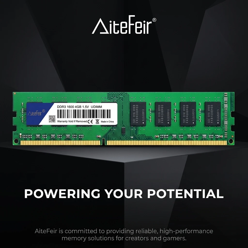4GB DDR3 1600MHz Desktop Memory AiteFeir 1.5V UDIMM RAM Stick for PC Computer Upgrade Replacement
4GB DDR3 1600MHz Desktop Memory AiteFeir 1.5V UDIMM RAM Stick for PC Computer Upgrade Replacement