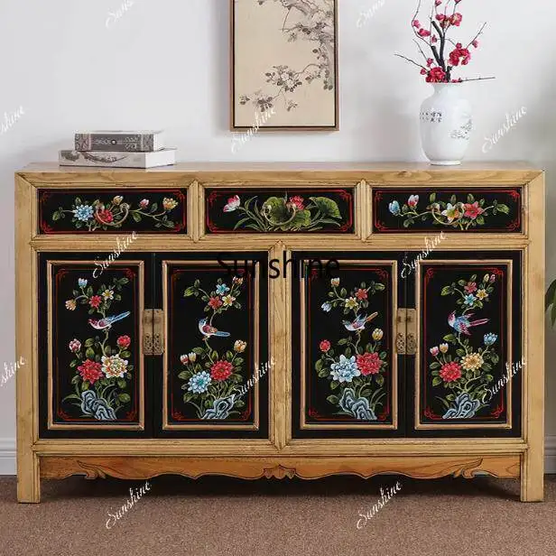 New Chinese solid wood painted old simple side cabinet
New Chinese solid wood painted old simple side cabinet