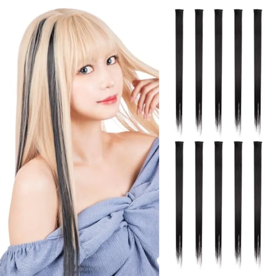 CLASSE 10Pcs Clip-in Hair Extensions for Party Cosplay, 22Inch Heat-Resistant Straight Long Synthetic Hair in Colorful Highligh
CLASSE 10Pcs Clip-in Hair Extensions for Party Cosplay, 22Inch Heat-Resistant Straight Long Synthetic Hair in Colorful Highligh