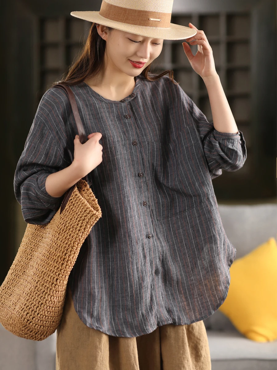 Весенняя коллекция: Женская блузка из плотного тканого льна с художественными вертикальными полосами, длинными рукавами, свободного кроя, с круглым вырезом, 00 цветов
Весенняя коллекция: Женская блузка из плотного тканого льна с художественными вертикальными полосами, длинными рукавами, свободного кроя, с круглым вырезом, 00 цветов