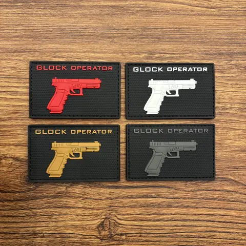 A Glock Pistol Operator Letter Pattern 3D Pvc Material Sticker Morale Badge Patch Patch Patch, Luminous Effect for Armband, Backpack and Tactical Vest, Clothing Decorative Embroider Patch Sticker Soft Rubber