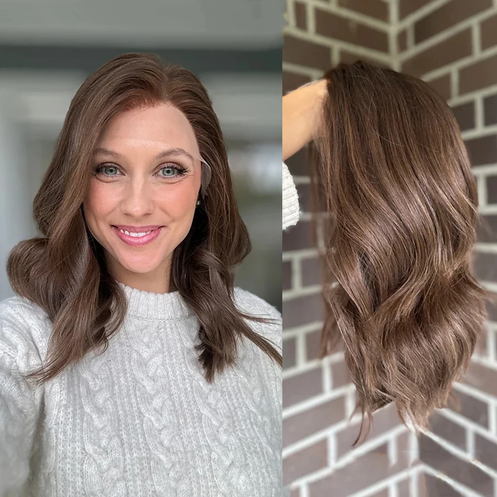 Medium Chestnut Brown Balayage Wig Blonde Highlights Lace Frontal Realistic Wig 14" Short Natura Wave Synthetic Hair for Women
Medium Chestnut Brown Balayage Wig Blonde Highlights Lace Frontal Realistic Wig 14" Short Natura Wave Synthetic Hair for Women