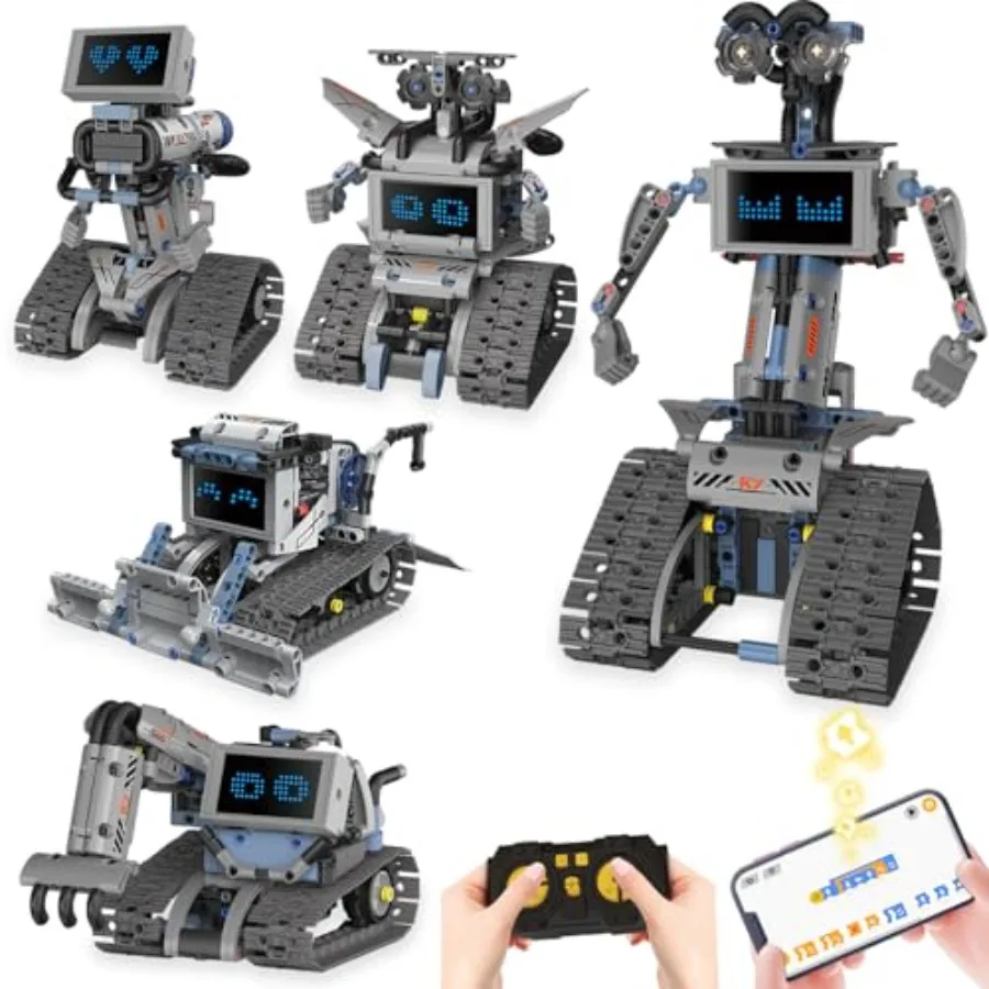 STEM robot building kit for boys 8-16: technic coding toy with APP/remote control, 5-in-1 buildable models, 352+ pieces, durabl
STEM robot building kit for boys 8-16: technic coding toy with APP/remote control, 5-in-1 buildable models, 352+ pieces, durabl