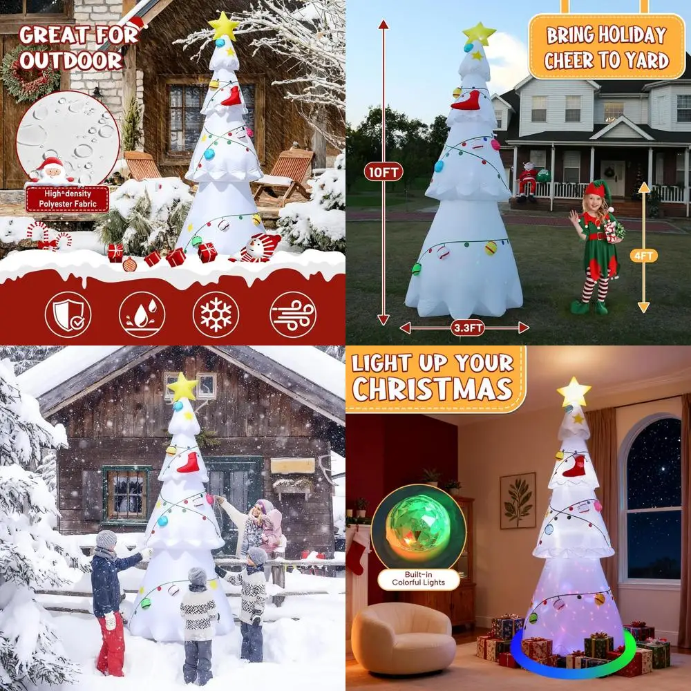 10-Foot Inflatable Christmas Tree with Rotating LED Lights - Outdoor and Indoor Yard Decoration for Festive Celebrations
10-Foot Inflatable Christmas Tree with Rotating LED Lights - Outdoor and Indoor Yard Decoration for Festive Celebrations