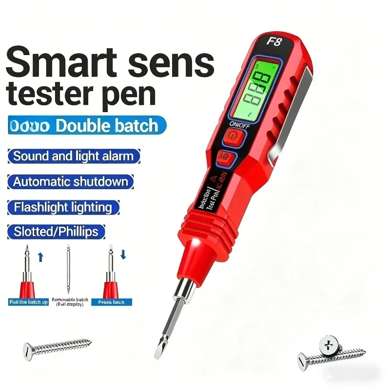 Dual-use Screwdriver Voltage Tester Pen F8 Double Head Insulated Slotted Cross Pen Screw Driver Repair Meter Hand Tools
Dual-use Screwdriver Voltage Tester Pen F8 Double Head Insulated Slotted Cross Pen Screw Driver Repair Meter Hand Tools