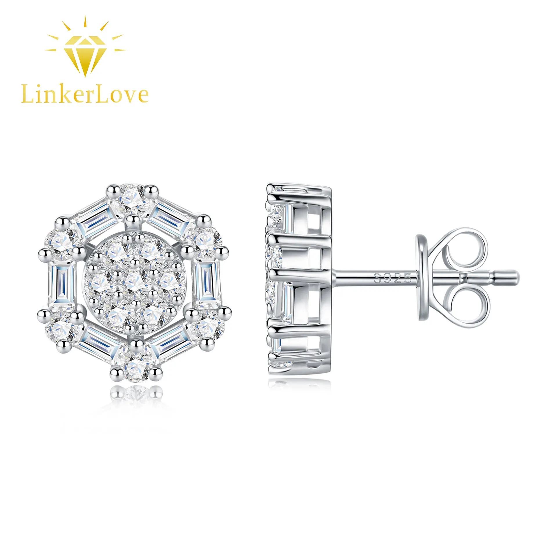 LinkerLove S925 Silver Moissanite Stud Earrings Hexagon Cluster Earrings White Gold Plated Hypoallergenic Jewelry Gift for Women
LinkerLove S925 Silver Moissanite Stud Earrings Hexagon Cluster Earrings White Gold Plated Hypoallergenic Jewelry Gift for Women