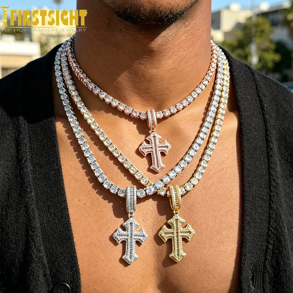 2025 New Iced Out Cross Pendant Necklace For Women Men With 5mm Tennis Chain Cubic Zirconia Tennis Chain Luxury Hip Hop Jewelry
2025 New Iced Out Cross Pendant Necklace For Women Men With 5mm Tennis Chain Cubic Zirconia Tennis Chain Luxury Hip Hop Jewelry