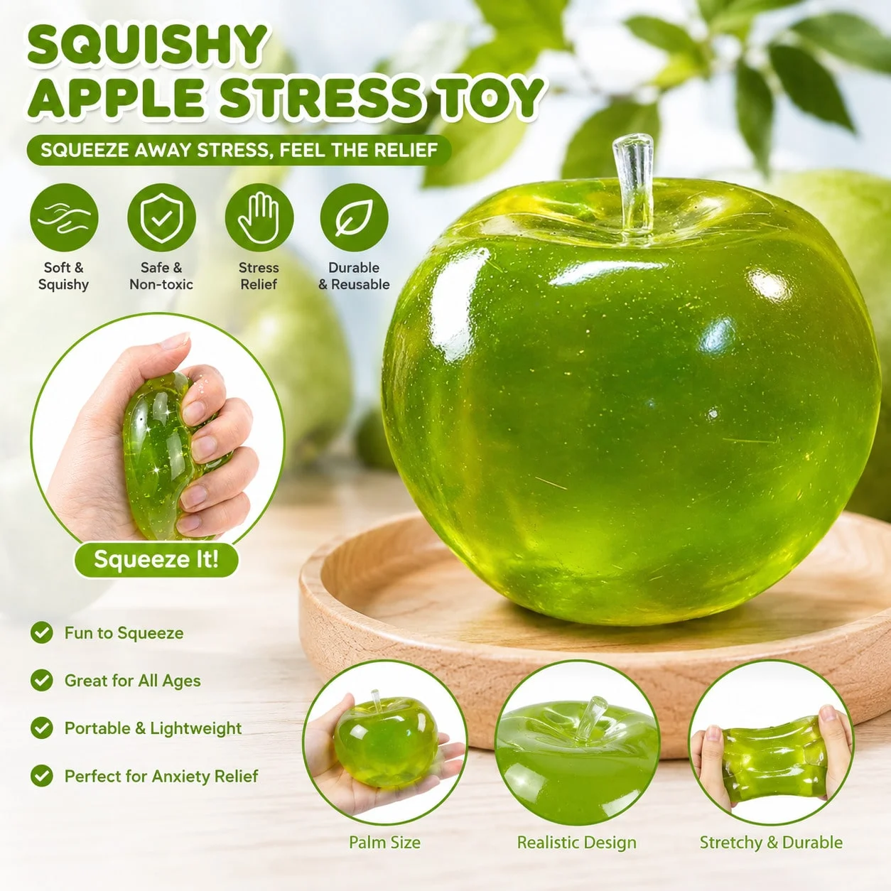 @Apple Moldable Stress Ball Coconut Oil Squishy Transparent Apple Non-Bounce Squeeze Ball ASMR Sensory Toy Relieve Stress Toy
@Apple Moldable Stress Ball Coconut Oil Squishy Transparent Apple Non-Bounce Squeeze Ball ASMR Sensory Toy Relieve Stress Toy