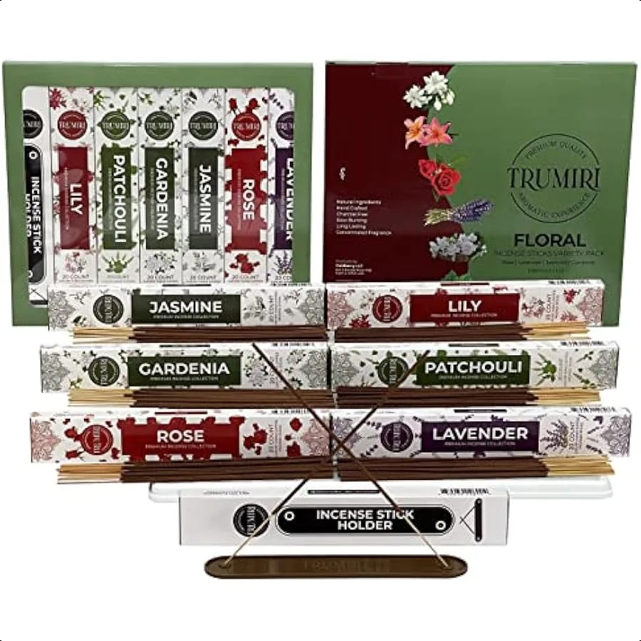 Floral Incense Sticks Variety Pack 120 InsenceSticks 6 Incents x 20 Insense Rose Lavender Jasmine Patchouli Gardenia Lily Natur
Floral Incense Sticks Variety Pack 120 InsenceSticks 6 Incents x 20 Insense Rose Lavender Jasmine Patchouli Gardenia Lily Natur